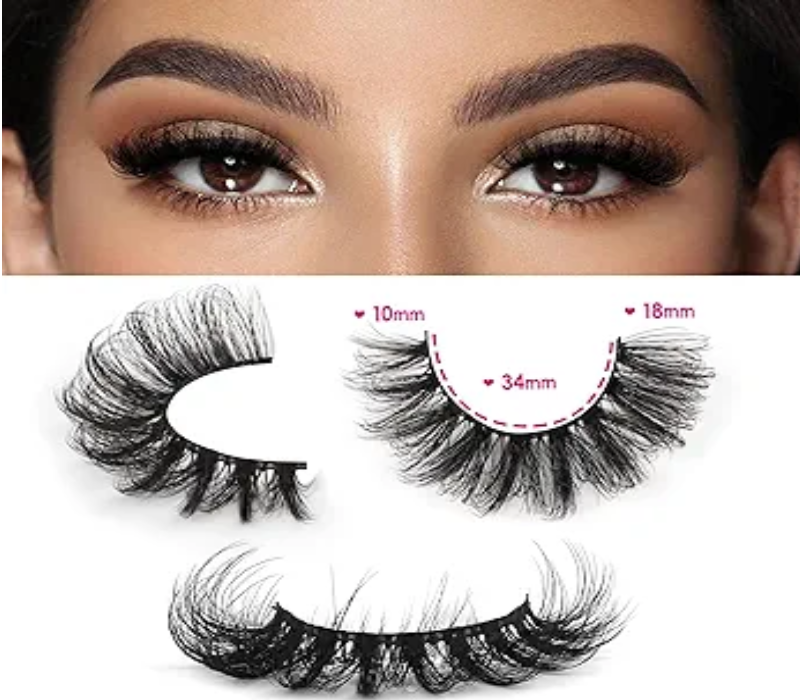 JIMIRE Mink Lashes Fluffy Cat Eye - Wispy 6D Volume - 7 Pairs Pack 