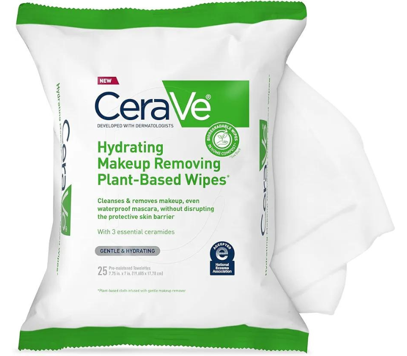 CeraVe Biodegradable Makeup Remover Wipes, 25 Count 