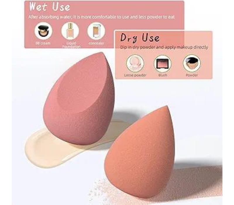 COSTICA Makeup Sponge Set Blender, Beauty Sponge Makeup Blender Flawless for Liquid - Multi Colored 4 pcs Rose Series