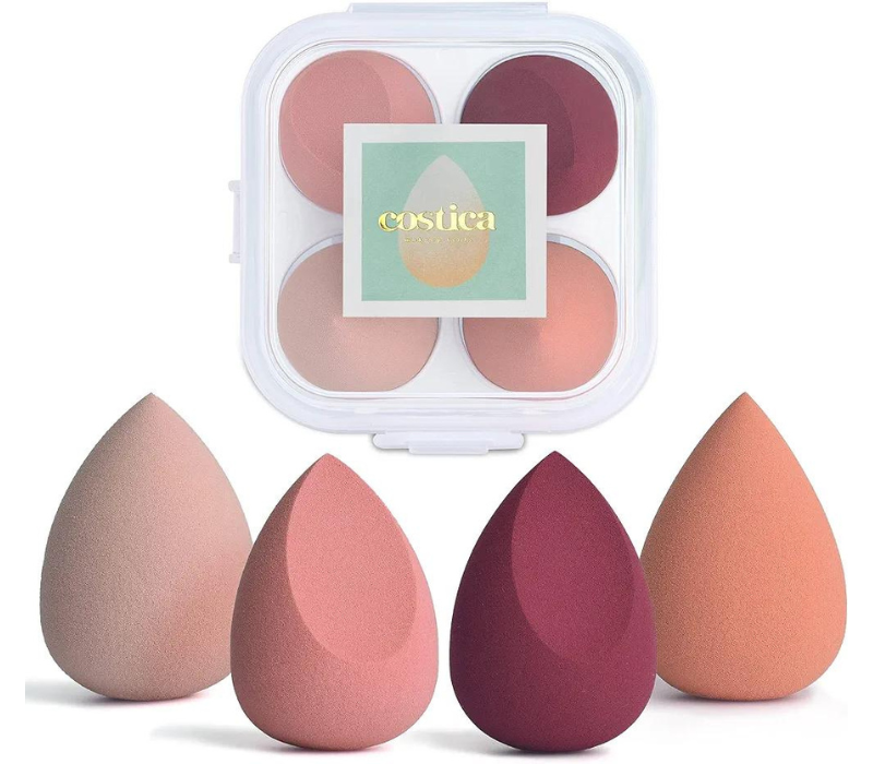 COSTICA Makeup Sponge Set Blender, Beauty Sponge Makeup Blender Flawless for Liquid - Multi Colored 4 pcs Rose Series