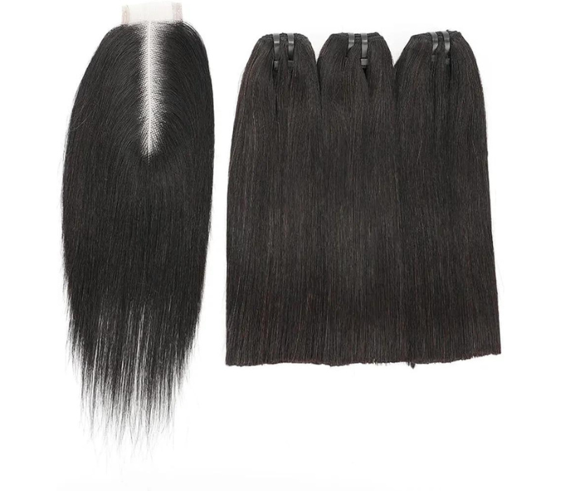 Bone Straight Virgin Hair 3 Bundles + Kim K 2x6 Closure 