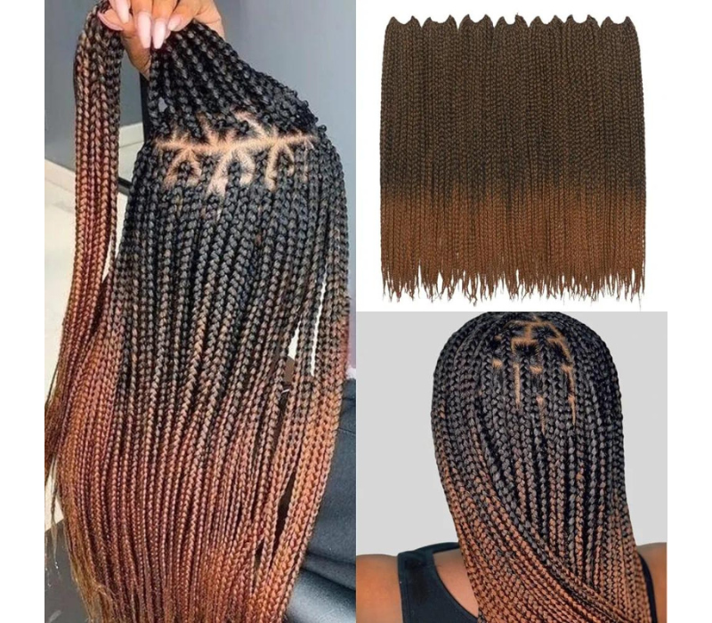 Ombre Crochet Box Braids: 7 Packs, Pre-Looped, Synthetic, Medium-Length (#T30, 18inch)