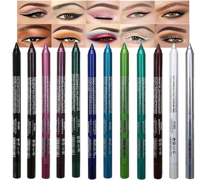 evpct 12Pcs Color Gel Glitter Eyeliner Pencils Set - Waterline Waterproof, Smudge Proof