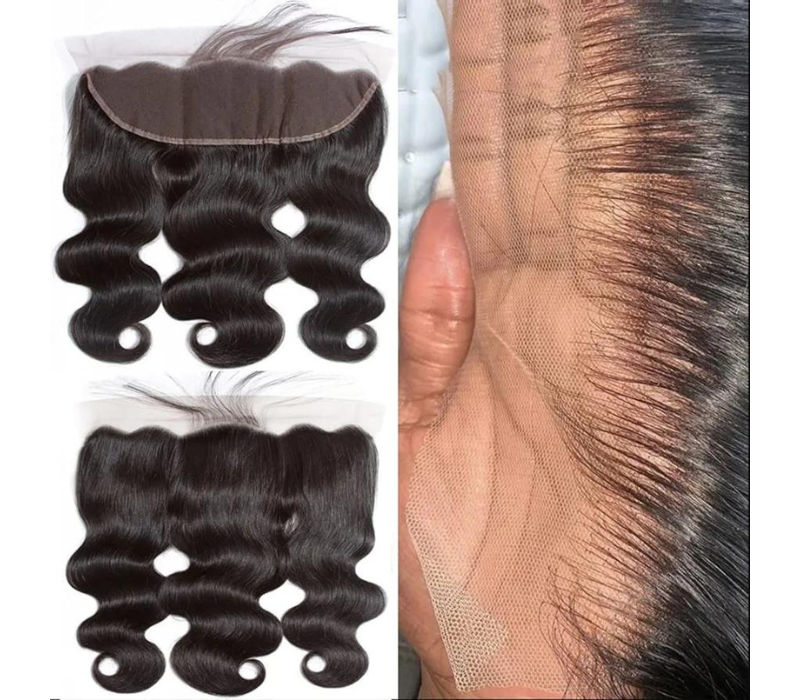 13x4 Body Wave Lace Frontal - Unprocessed Human Hair, HD Lace, Free Part, Natural Color 12 Inch