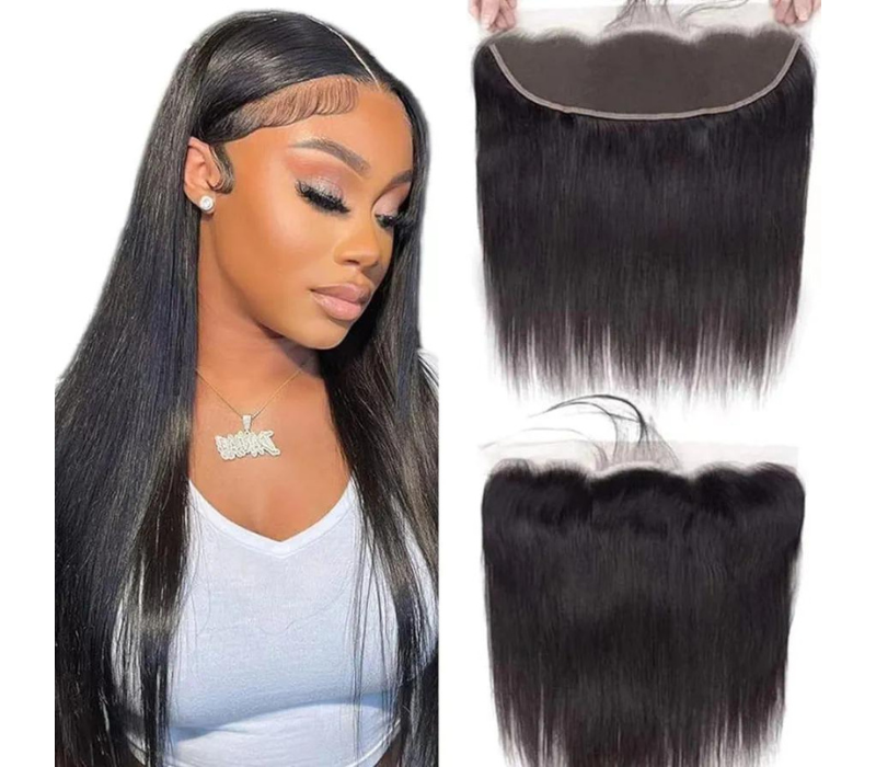 13x4 Straight Lace Frontal - Brazilian Virgin Human Hair, HD Lace, Natural Color 12 Inch