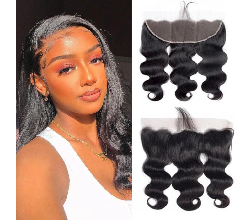 Body Wave 12 Inch HD Lace Frontal - Brazilian Virgin Human Hair, Pre-Plucked, Natural Black