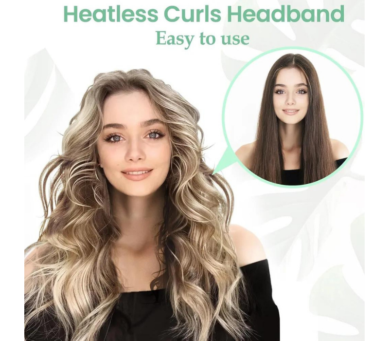 Hair Curler - Styling overnight curling rod headband set (Green) 