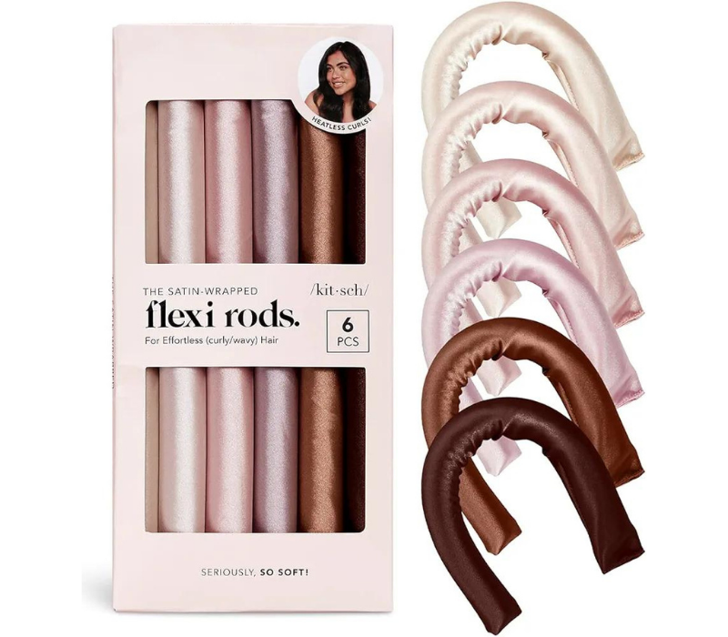 Satin Covered Hair curlers | Flexi Rods for all hair types 6 Pcs 