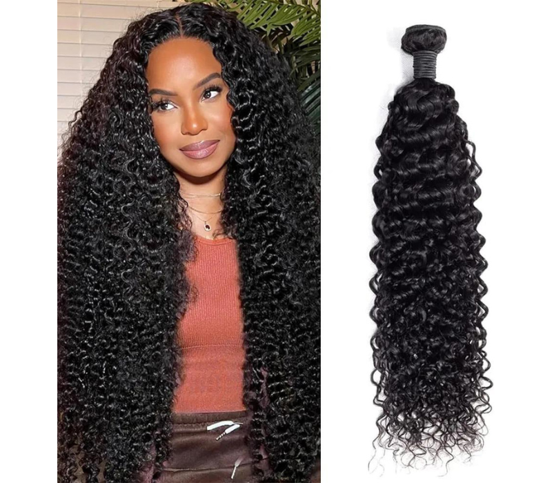 Water Wave Bundle with Closure, wet and Wave Human Hair (Black)