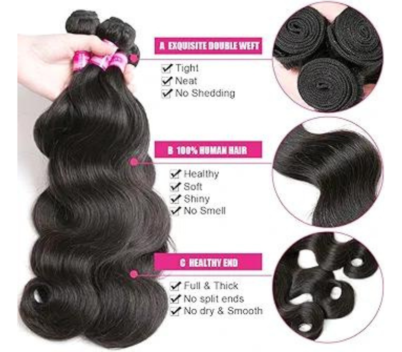 Human Hair Bundles Body Wave Unprocessed Brazilian Human Hair color Black 