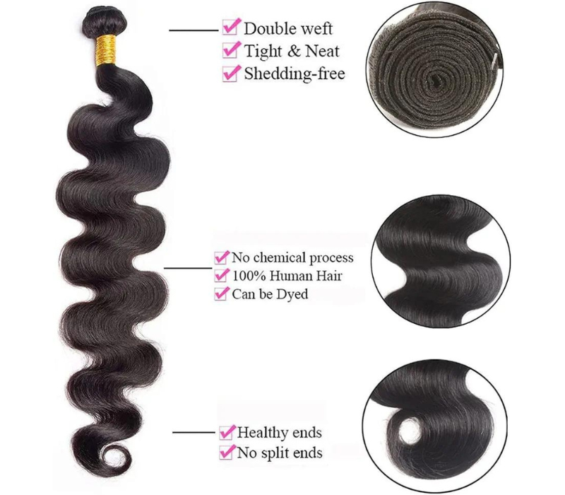 Brazilian Humam Hair Bundles Body Wave  18 - 24 Inch Unprocessed weave 4 Bundles